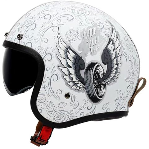 Casco Da Moto Jet, Certificato Ece, Casco Semi-Visibile Per Uomo E Donna, Casco Da Moto Semi-Visibile Con Visiera A Scomparsa Per Moto, Cruiser, Scooter E Touring. E,XXXL