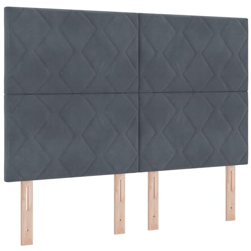 vidaXL Boxspringbett mit Matratze Dunkelgrau 160 x 200 cm Samt, Stylisches minimalistisches rechteckiges Bett, modernes, langlebiges Samtbox-Kissen, verstellbare Kieferntmatratze.