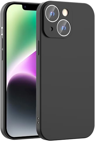 Honara Silicone Case for iPhone 14, Full Camera Protection, Slim Liquid Silicone Phone Bumper Cover, Soft Touch, Antiskid, DustProof, Shockproof, Drop-Resistant, Anti-Scratch Cases (Black)