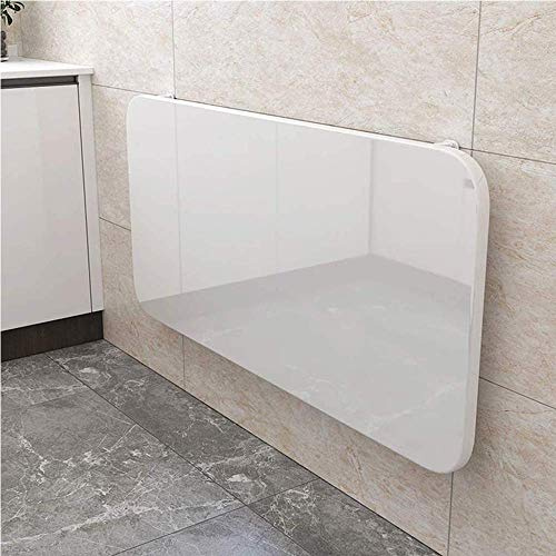 Klappbarer Wandtisch mit Hocker, robust, kaltgewalzte Stahlregalhalterung für Küche, platzsparendes Design, 120 x 30 cm, weißes Finish