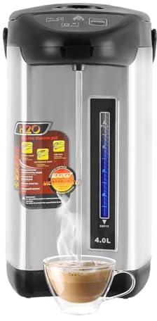 Heißwasserspender Thermopot, Glühweinkocher 4L Wasserkocher Edelstahl 304 mit 3 Entnahme-Methoden & Temperaturhaltung 750W Schnellkochen 92-95°C Konstant Automatisch & Manuell für Büro Zuhause Hotel