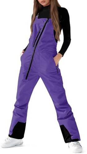 LOKLNEYK Skianzug Damen Schneehose Damen Einteiler Baggy Winterjacke Schneeanzug Winter Skioverall Outdoor Jumpsuit Wasserdicht Skianzüge Snowboardhose Skihose 2#lila XL