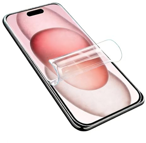 Silsewip Hydrogel Schutzfolie für iPhone 15, 2 Stück | Face ID Kompatibel, HD Klar, Kratzfestes Handy Hydrogel Folie für iPhone 15, Einfache Installation