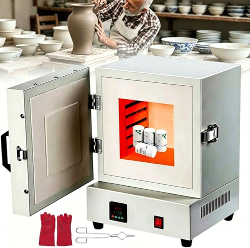 moupeaktain Forno per Ceramica da Casa 2000W – Forno a Muffola 1150°C con Controllo Digitale Preciso ±1°C, Riscaldamento su 4 Lati, Forno di Fusione Compatto per Metalli, Gioielli e Cera Persa
