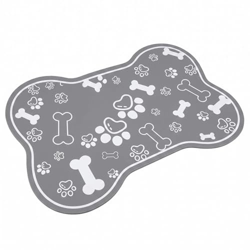 Dog Food Mat&Bowl Mats - 30x40cm Rapid Absorbent Dog Food Mats for Floors with Diatom Mud, Non-Slip Waterproof Bowl Mat for Mess-Free Food & Water, Easy Clean Cat Dog Feeding Mat, Grey