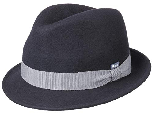 Lipodo Kinderhut aus Wollfilz - Trilby Made In Italy - Filzhut mit Ripsband - Wollfilzhut Sommer/Winter - Fedora für Kids - One Size 52-53 cm blau One Size
