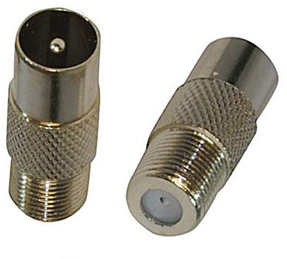 TV Aerial Connector 2 Pack TV Aerial Coaxial Cable F-Connectors Adaptor Satellite F Type Screw Connector Socket to RF Coax Aerial Male Adapter Converter