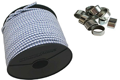 Seilwelt 10mm Expanderseil 40m Gummiseil + 10 Würgeklemmen Gummileine Planenseil Seil Plane in Weiss Blau