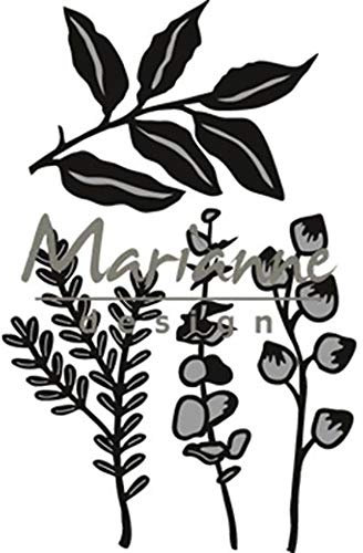 Marianne Design Craftables Herbs & Leaves Die, Metal, Grey, 16 x 9.4 x 0.2 cm