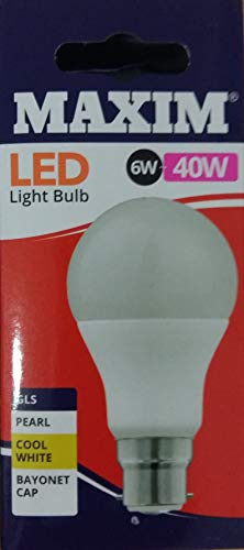 1 x Maxim LED GLS Bayonet Cap (BC) Bulbs, B22, 6 W, Cool White