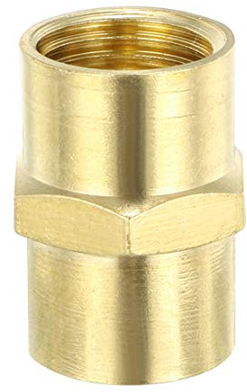 sourcing map Racor de tubo de latón, cabeza hexagonal de acoplamiento igual, 1/4 npt × 1/4 npt hembra
