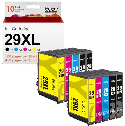 ejet 29 XL 29XL Multipack Druckerpatronen Kompatible für Epson 29 29XL Expression Home XP-342 XP-245 XP-442 XP-235 XP-335 XP-432 XP-435 XP-332 XP-345 Drucker (4Schwarz 2Cyan 2Magenta 2Gelb,10-Pack)