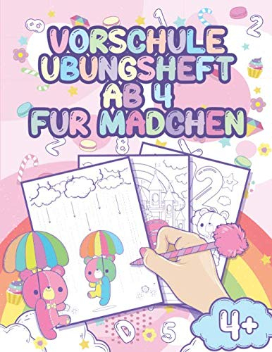 Vorschule Übungsheft Ab 4 für Mädchen: Buchstaben Und Zahlen Schreiben Lernen, Einhorn - Schwungübungen,Prinzessinen Malbuch, Feinmotorik Förderung, ... Geschenk Für Mädchen Ab 4-5 Jahre