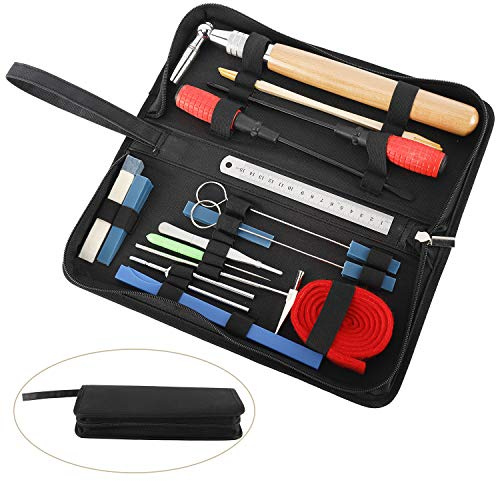 18-teiliges professionelles Klavier-Stimmset, 17-teiliges Klavier-Stimmwerkzeug und 1 Tragetasche, Sternkopf-L-Form-Stimmhammer, Stumm-Werkzeug-Set, Stimmgabel, Temperamentstreifen,