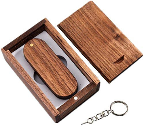 Anloter Clé USB 2.0 en bois de 4 Go avec boîte en bois (4 Go, noyer)