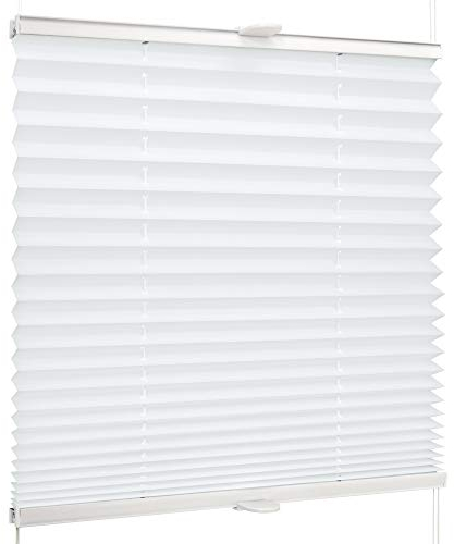 SchattenFreude Basic Klemmfix-Plissee für Fenster | Mit Klemm-Haltern | Ohne Bohren | Reinweiß, Breite: 140cm x Höhe: 150cm