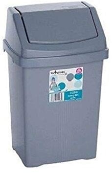 Optimal Products Plastic Swing Bin 50 15 25 8 Litre Home/Office/Kitchen Rubbish Waste Dustbin Trash Swing Lid Bin (Silver, 25l Litre)