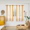 Deconovo Transparente Vorhänge mit Ösen, Stores Gardinen für Wohnzimmer, Voile Gardinen in Leinenoptik Nadelstreifen, 183x140 cm(HöhexBreite), Gold, 2er Set