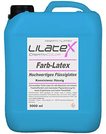 5 Liter Lilatex farbiges Flüssiglatex/Farblatex/Latexmilch - dünnflüssiges Naturlatex in HELLBLAU
