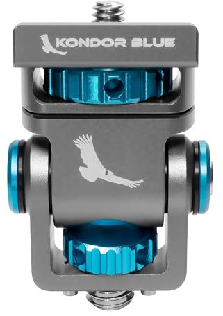 KONDOR BLUE | 1/4 Swivel Tilt Monitor Mount with Arri Pin (Pan/Tilt) | for Monitor Display, Swivels 360°, Tilts 180°, & Locks in with Desired Tension | Space Gray