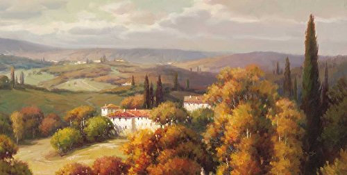 Kunstdruck auf Holz, Toskana, Panorama, Oxley-Schiene, europäisches horizontales Bild, toskana, 63 x 139 cm