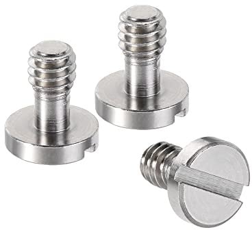 sourcing map 1/4 Mounting Screw Adapter Slotted 0.24 Thread Length for Camera Tripod Alloy Steel 3Pcs