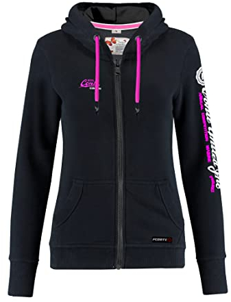 M.Conte - Felpa da donna con cappuccio, colore: Nero/Rosa con cappuccio, Nero nero, XL
