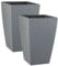 Muddy Hands Grey Rattan Large Plant Pot Indoor Home Outdoor Garden Tall Square Plastic Flower Tree Planter (Pack of 2-45 Litre)