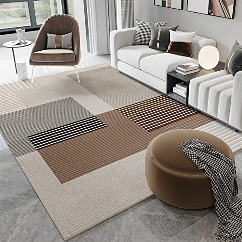 Teppich deko Wohnzimmer Vintage bettumrandung Teppich Braun Grau Beige Moderner gestreiften Stil Wohnzimmerteppich Anti-rutsch Teppich 180x280cm