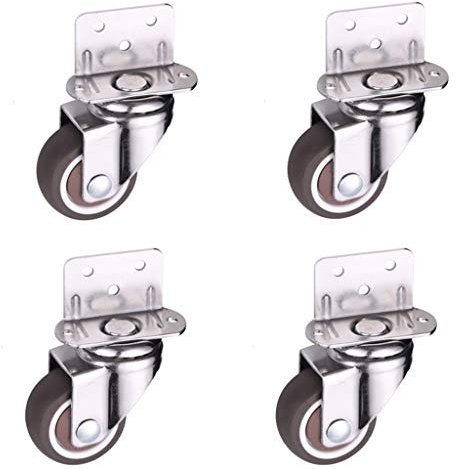 Skelang 4 Stück kleine Lenkrollen, 25 mm Möbelrolle, L-Rolle für Krippe, Schrank, Möbel, Tisch, Tragkraft 11 kg pro Rad