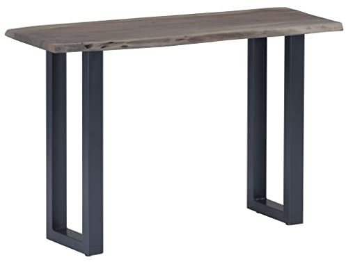 INLIFE Table console grise 115 x 35 x 76 cm bois massif d'acacia et fer 7831