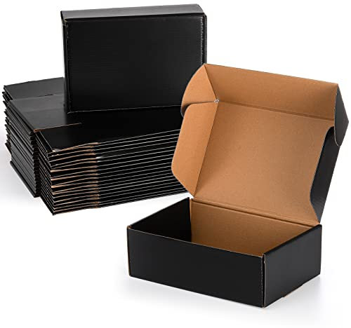 Dicunoy 30 Stück Kartons, 23 x 15 x 7.6 cm, Kleine Versandkartons, Schwarze Wellpappe für Den Versand, Verpackung, Literatur-Versandtaschen, Verpackungskartons für Geschenk, Kleines Unternehmen