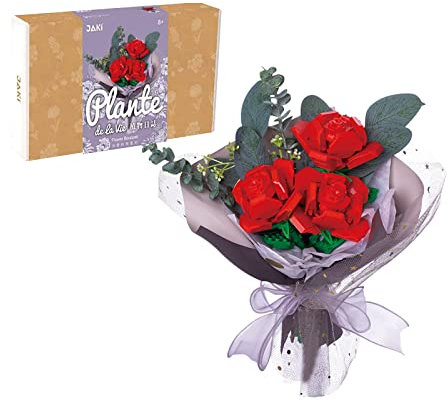 LEBOCADO Kit de construcción de flores de rosas, bloques de construcción de ramo de rosas, idea creativa, ramo de plantas, colección artificial, regalo creativo compatible con Lego (ramo de rosas)