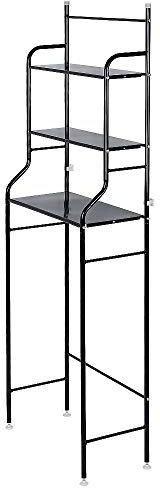YIMING Etagère de Salle de Bain Meuble de Rangement au-Dessus des Toilettes WC avec 3 Tablettes Meuble Etagères de WC Étagère de Rangement pour Salle de Bains avec 3 Étagères, 157 * 55 * 25 cm (Noir)