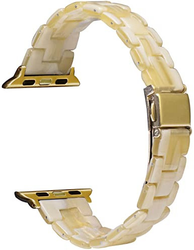 EWENYS Bracelet Fin en Résine de Luxe pour Femme, Compatible avec Apple Watch Series 9 8 7 41mm, Series 6 5 4 SE 40mm, Series 3 2 1 38mm