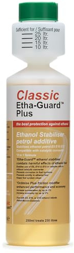 CLASSIC ETHA-GUARD Plus ethanol stabiliser neutraliser for E5, E10 petrol. 250ml bottle.