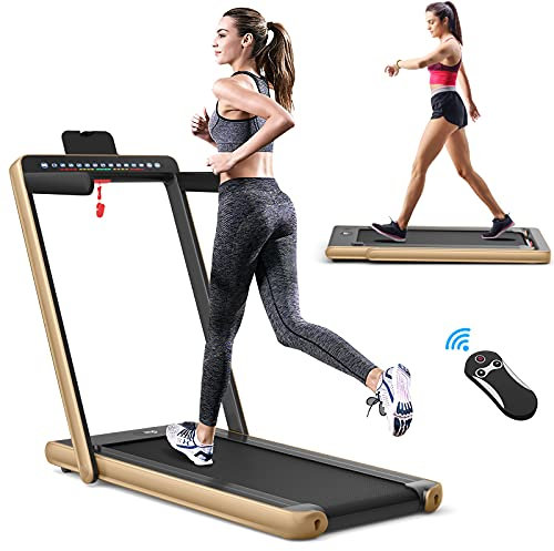 COSTWAY 2 in 1 Laufband klappbar 2,25HP, Walking Pad unter dem Schreibtisch mit APP, Bluetooth, Touchscreen und Fernbedienung, 1-12 km/h, Laufband für Zuhause