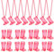 YAXINRUI 24 Pcs Cowgirl Boot Shot Glasses on Beaded Necklace Plastic Shot Glasses Cups Necklaces for Bachelorette Birthday Wedding Party Team Groom and Bride Supplies (Transparent Rose)