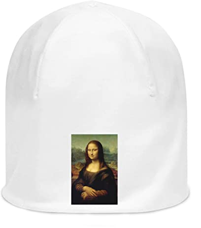 Mona Lisa Unisex Mütze aus dünner Baumwolle dehnbar weiß Weiß