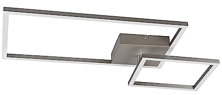 Reality Leuchten LED Deckenleuchte Padella R62642407, Metall Nickel matt, inkl. 25 Watt LED, Switch Dimmer
