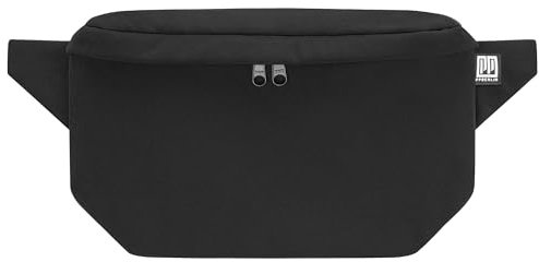 PP-Berlin Bauchtasche, Softshell Schwarz, Groß, Vegan, Handmade in Berlin für Damen, Herren, Unisex. Hipbag, Crossbody Bag, Schultertasche, Hüfttasche