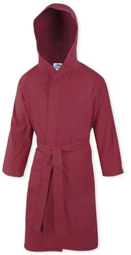 Dolphin Accappatoio in microfibra con cappuccio, per piscina e palestra mod. SPORT (XXL, Bordeaux)