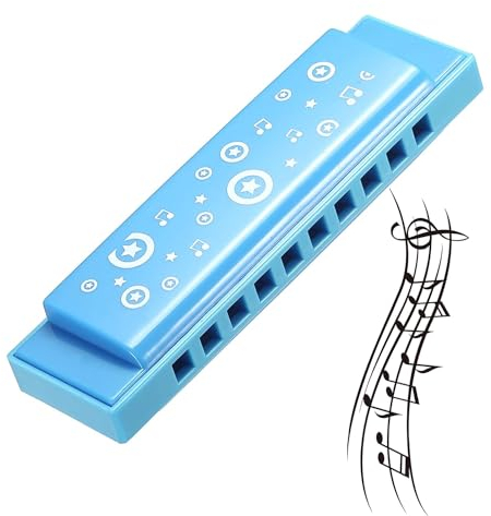 FIBOUND 10-Loch Mundharmonika, Kunststoff, Blau, Kind, Kleinkind