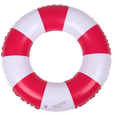 Anello di nuoto gonfiabile, Vintage a Righe Ciambella Salvagente Gonfiabile, Salvagente Adulti in PVC con Valvola d'Aria, Anelli Gonfiabili Piscina Galleggiante, Aiuto al Nuoto (rosso)