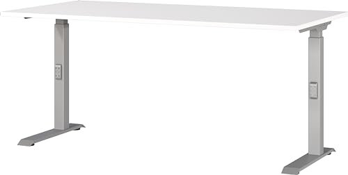 Germania Schreibtisch 7911-639, in Weiß/Silber, me. höheneinst., 160 x 91 x 80 cm (BxHxT)