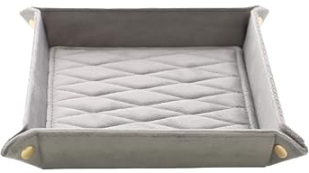 Lucoro - Schmuck Organizer aus Samt 14,5x14,5x3,5cm Taschenleerer, Ablage für Schmuck, Uhren, Schlüssel (Grau)
