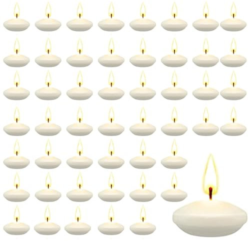 Velas Flotantes para Agua, 50 Piezas Velas Flotantes Inodoro, Velas Flotantes para Piscina Utilizado para Bodas, Piscinas, Spas, Bbañeras, Cenas del Día de San Valentín, Decoraciones Navideñas