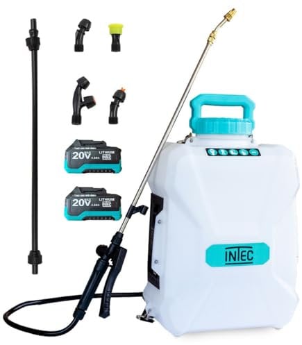 INTEC - Pulvérisateur à batterie 20V 2 Batteries lithium 4.0Ah Pulvérisateur jardin 12L 2 Lances Fibre et Inox + 4 buses