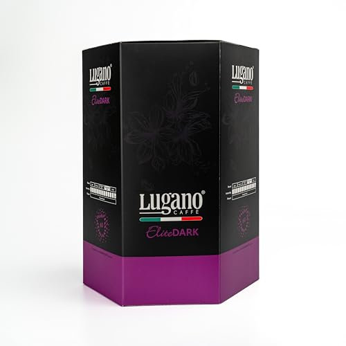 Lugano Elite Dark Blend Espresso Capsules - 60 Pods | Compatible with Most Coffee Machines | Robust & Delicious Blend Ethical of Italian Coffee | Sustainable Packaging & Biodegradable Pods | 6 Sleeves