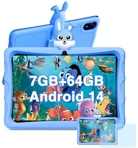 DOOGEE U9 Kid Tablette Enfants 10,1 Pouces Tablette Android 14, 7 Go + 64 Go (TF 1 to), Tablette éducative, Quad Core, 5060 mAh, WiFi 6, BT5.0, Tablette avec étui EVA
